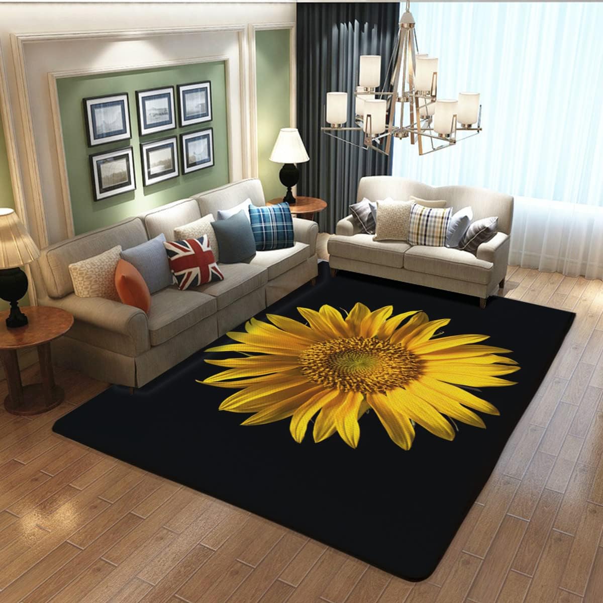 Commercial Kitchen Background - Alfombra antideslizante con flores de girasoles