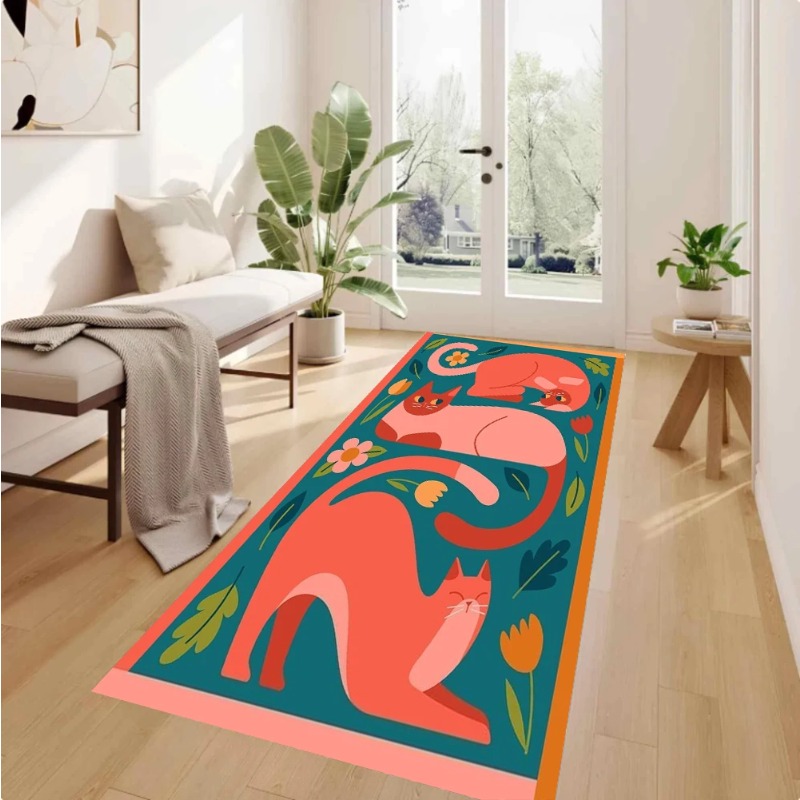Commercial Kitchen Background - Alfombra Retro con Bloques de Color,