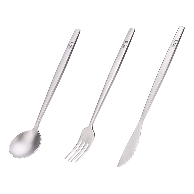 Commercial Kitchen Knife Set - Keith-cuchara portátil de titanio, tenedor, cuchillo,