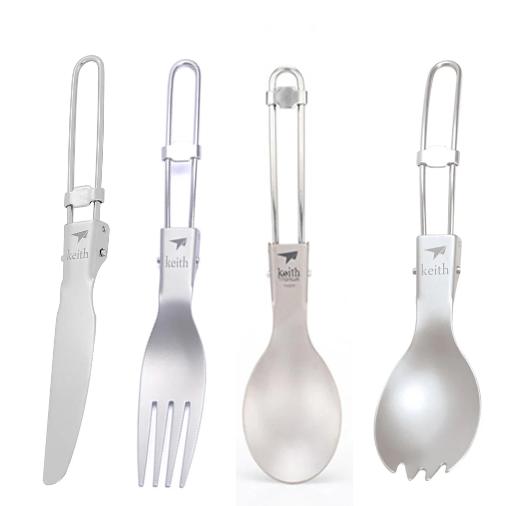 Commercial Kitchen Knife Set - Keith-cuchara plegable de titanio para exteriores,