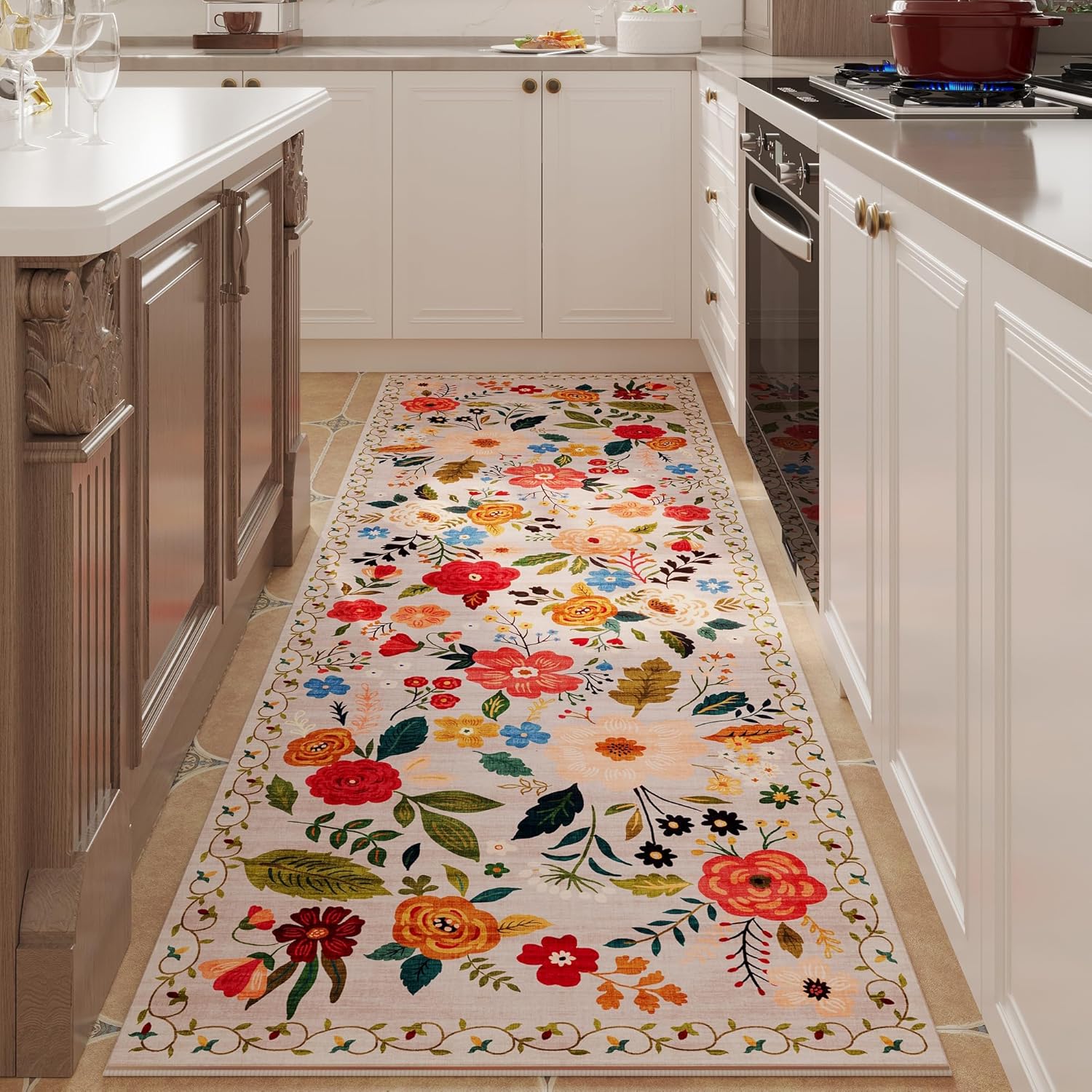 Commercial Kitchen Background - Alfombra de Pasillo Vintage con Diseño