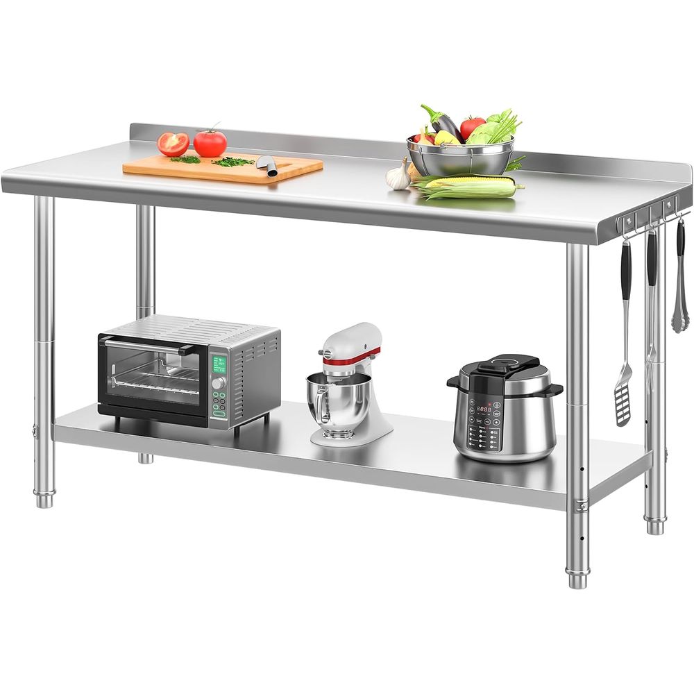 Commercial Kitchen Backsplash - Mesa de acero inoxidable de 60