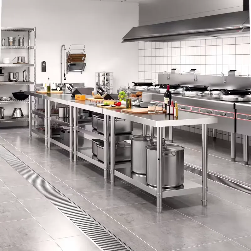 Mesa de Trabajo de Acero Inoxi - Commercial Kitchen Backsplash reseña y precio