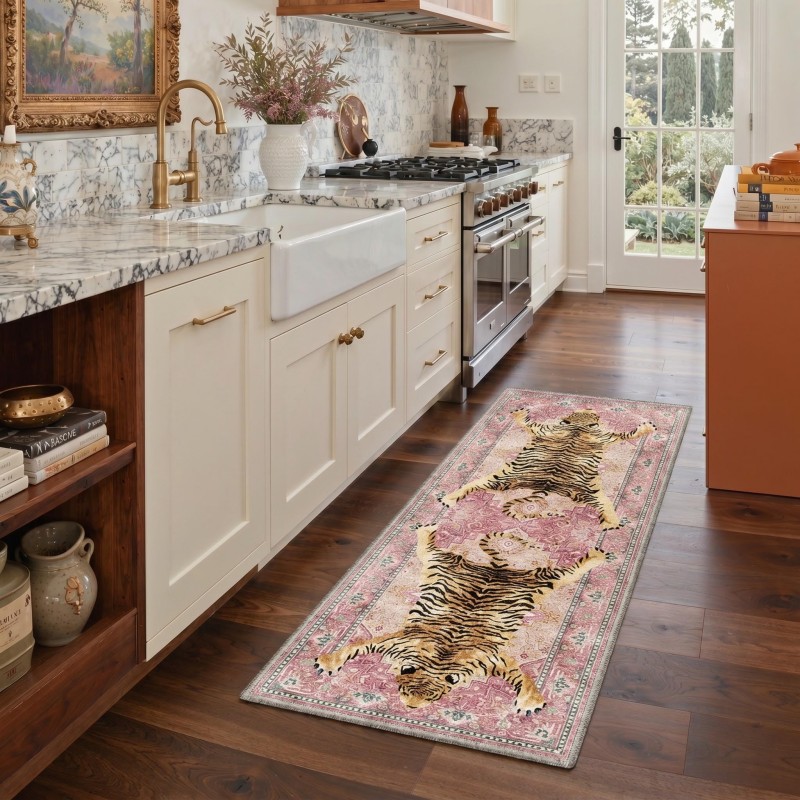 Alfombra persa con diseño flor - Commercial Kitchen Background reseña y precio
