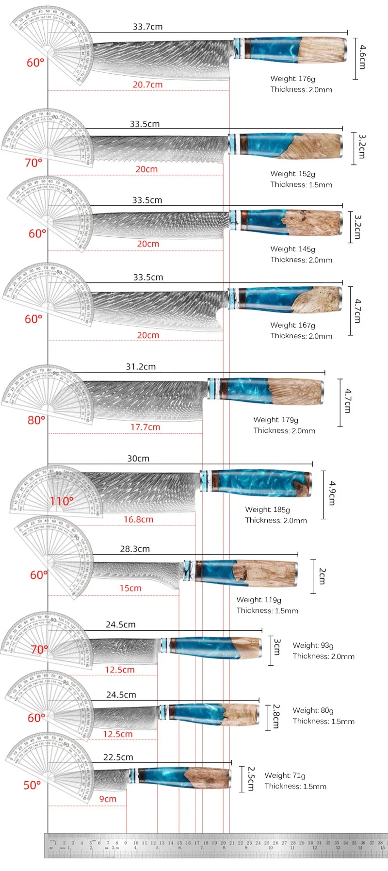Juego de cuchillos de cocina d - Commercial Kitchen Knife Set reseña y precio