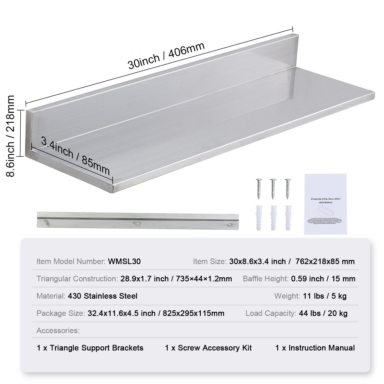 Estante de acero inoxidable de - Commercial Kitchen Backsplash reseña y precio