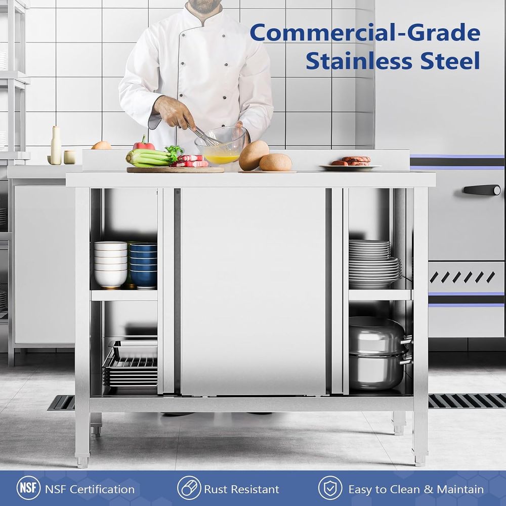 Mesa de Acero Inoxidable con G - Commercial Kitchen Backsplash reseña y precio