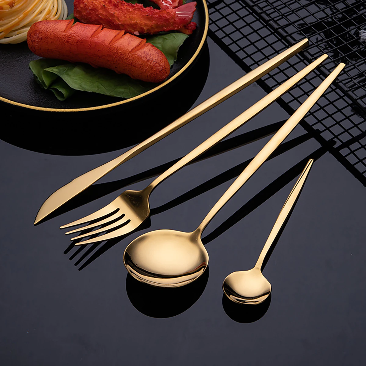 Vajilla dorada de 16 Uds., jue - Commercial Kitchen Knife Set reseña y precio